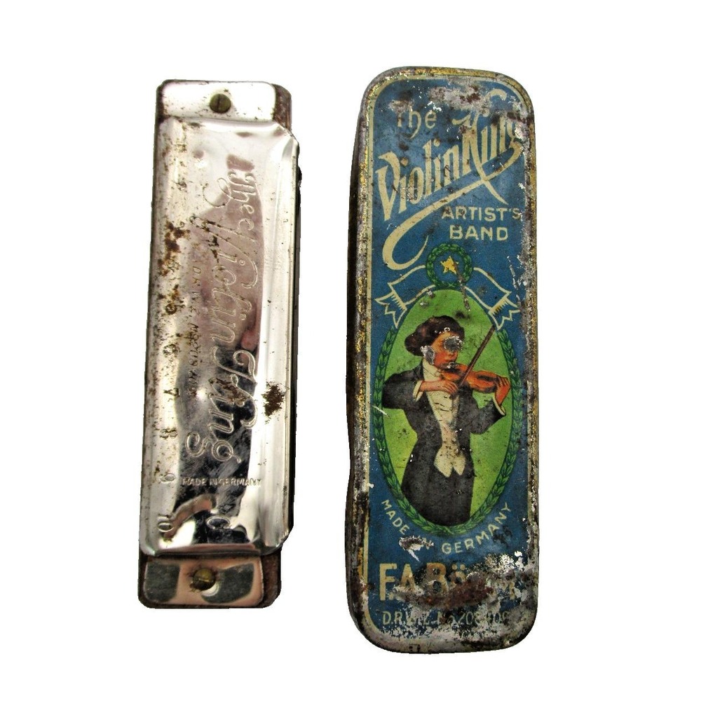 Vintage Violin King Harmonica with Original Tin Case F.A. Bohm Germany